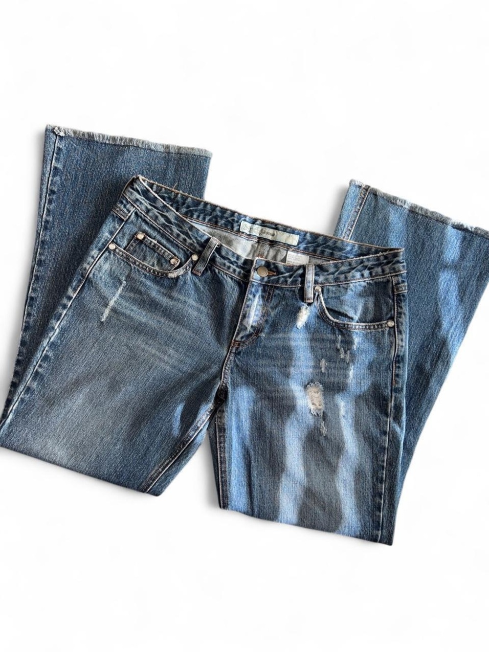 Vintage Y2K Mudd Low Rise Denim Jeans Distressed Faded Bootcut Petite